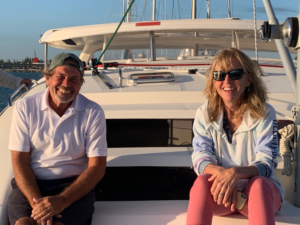 Paul & Lynn are all smiles as they relax on the boat.