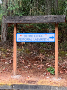 Fox Island United Church of Christ Debbie Clegg Memorial Labyrinth sign