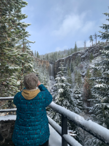 Marcia enjoying Tumalo Falls; Bend, OR