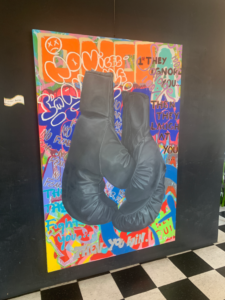 2023-10-26 Overeasy Cafe boxing gloves mural