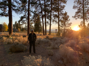 Sheli in Sisters Community Labyrinth near sunset