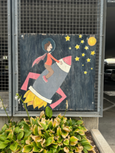 Children's Hospital - kid on a rocket sign